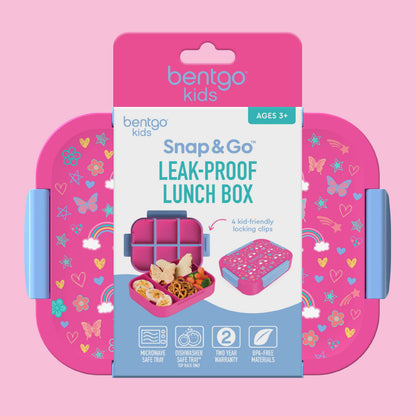 Bentgo® Kids Snap & Go Lunch Box (2-Pack) | Rainbows and Butterflies - Packaging
