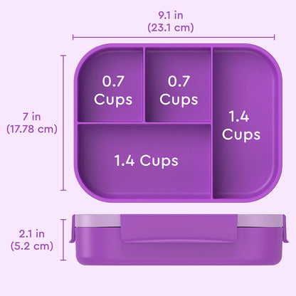 Bentgo® Kids Snap & Go Lunch Box | Purple - Product Dimensions