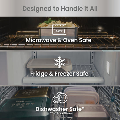 Bentgo® MicroSteel Heat & Eat Container - Family Size 8.5 Cups - Aqua | Designed To Handle It All - Microwave & Oven Safe, Fridge & Freezer Safe, and Dishwasher Safe (Top Rack Only)